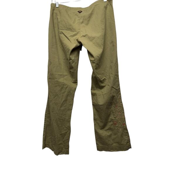 prAna Green Cotton Drawstring Utility pant with flare leg w/Embroidery Size XS - Picture 13 of 14
